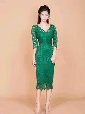 Đầm ôm body dự tiệc cổ V màu xanh sang trọng