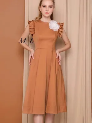 Đầm xòe sát tay đính hoa hồng cho người mập