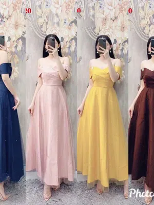 Đầm xòe phi trễ vai đính Ngọc trẻ trung