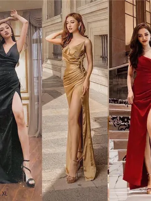 Đầm dạ hội phi hai dây xẻ tà cực hot