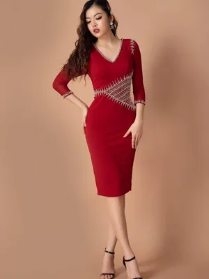 Đầm body đính Ngọc tay lỡ sang trọng