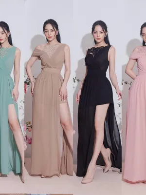 Đầm dạ hội xẻ tà đính ngọc trẻ trung sang trọng