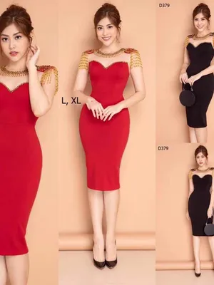 Đầm dự tiệc body hoàng gia tua rua sang trọng