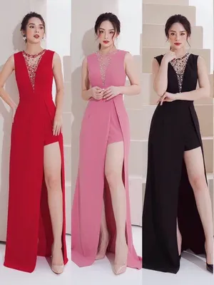 Đầm dạ hội sát nách kèm quần
