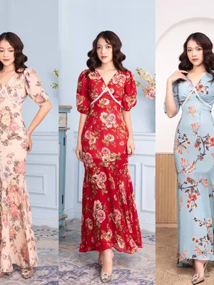 Đầm maxi dài bông đuôi cá