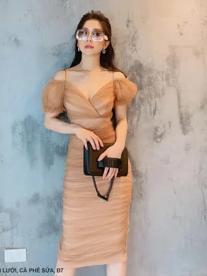 Đầm ôm body lưới tay ngắn dây cổ tim chéo đẹp