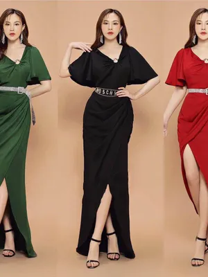 Đầm dạ hội tay cánh tiên khoen ngực xéo độc lạ (Không kèm belt)