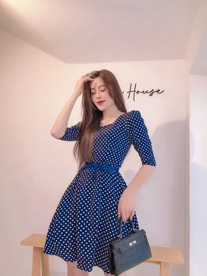 Đầm xòe chấm bi tay lỡ (có size 85 kí)