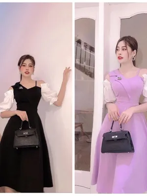 Đầm xoè cách điệu trễ vai quyến rũ