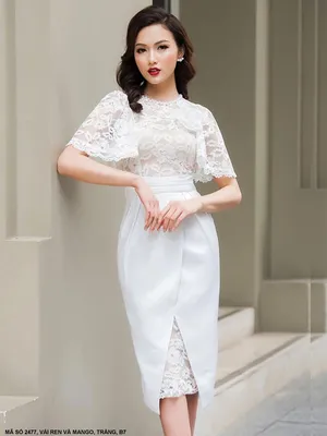 Đầm ôm body trắng phối ren sang trọng