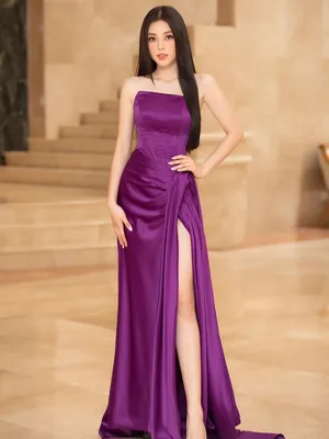 Đầm dạ hội cao cấp cúp ngực xẻ tà quý phái
