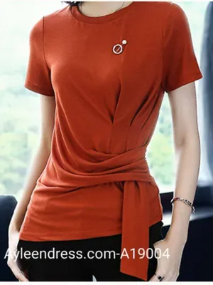 Áo thun nữ tay con nhún eo ( kèm cài áo )