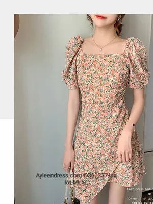Đầm hoạ tiết hoa vạc xéo xinh xắn