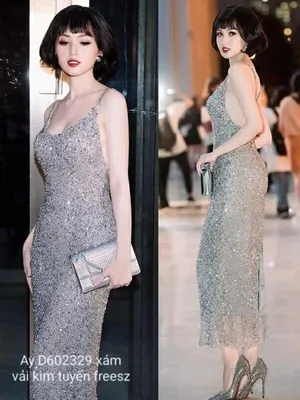 Đầm dạ hội kiểu hai dây hở lưng chéo dây