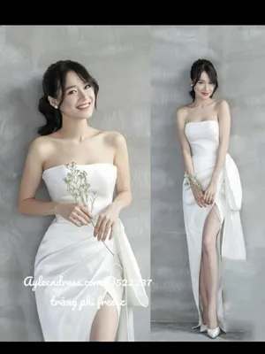 Đầm dạ hội kiểu cúp ngực nơ chéo tà trẻ trung