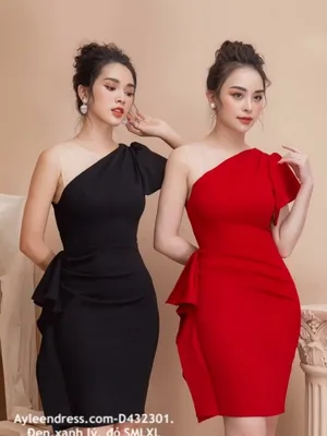 Đầm ôm body dự tiệc cổ xéo có size XXL