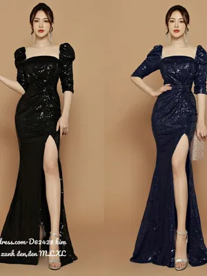 Đầm dạ hội kim sa tay lỡ
