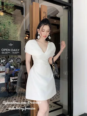 Đầm xoè chữ A kiểu xếp tay xinh đẹp