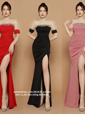 Đầm dạ hội ngọc phối lưới