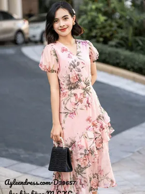 Đầm hoa nhúng bèo mùa hè xinh xắn