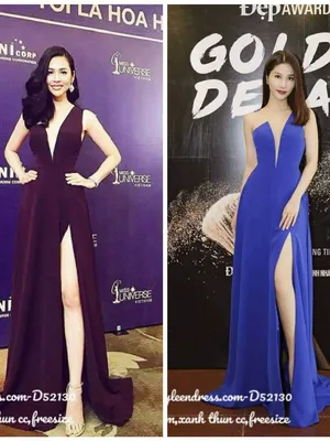 Đầm dạ hội kiểu 1 vai hở ngực xẻ tà