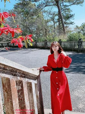Đầm dạ hội kiểu cổ sơ mi tay dài phồng sang trọng