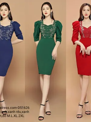 Đầm body kết pha lê tay lỡ