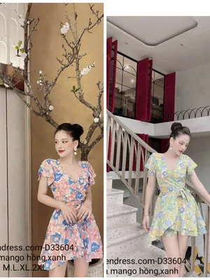 Đầm xoè tay cánh tiên kèm quần