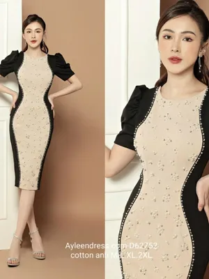 Đầm body đen phối màu đính ngọc