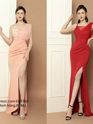 Đầm dạ hội 2 dây cách điệu phối lưới kết hoa 3D