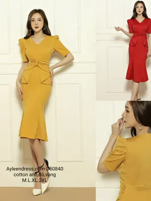 Đầm ôm body đuôi cá đính pha lê nơ eo