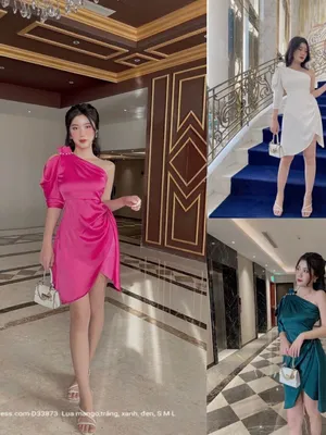Đầm dự tiệc lệch vai nhúng bèo xéo