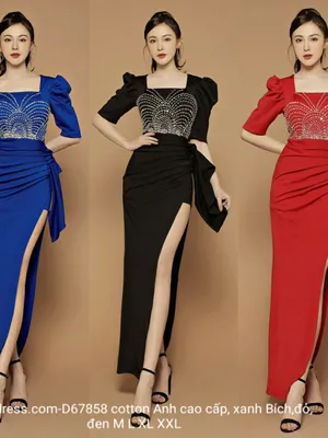 Đầm dạ hội tay lửng kết pha lê cầu vồng