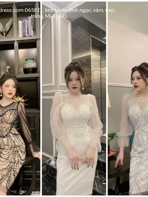 Đầm body kim tuyến đính ngọc cầu kỳ