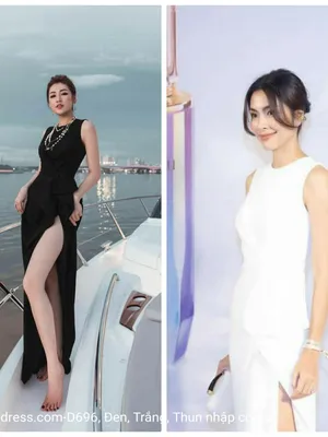 Đầm dạ hội kiểu sát nách bèo eo xẻ đùi