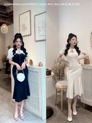 Đầm dự tiệc body đuôi cá đính nút