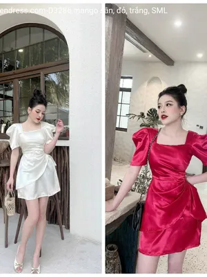 Đầm xoè xếp ly eo kèm quần