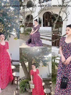 Đầm maxi hoa nhí rút ngực