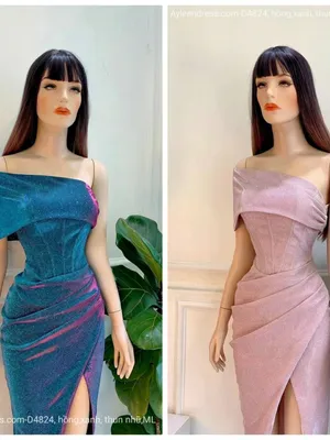 Đầm body dự tiệc nhũ lệch vai