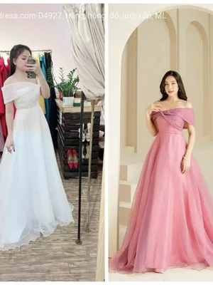 Đầm maxi xốp chéo vai