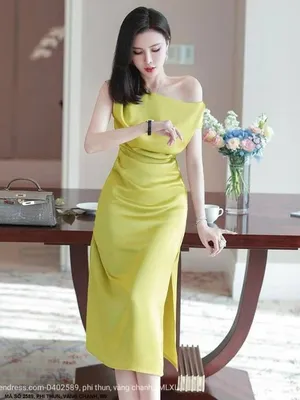 Đầm suông vai rớt 1 bên quyến rũ