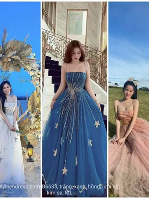 Đầm maxi hai dây kết kim sa