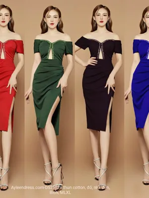 Đầm body rớt vai khoét eo