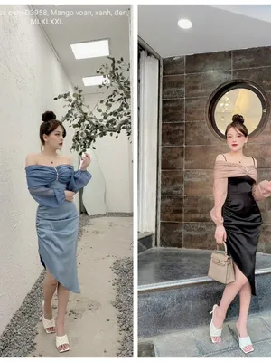 Đầm body trễ vai hai dây phối voan