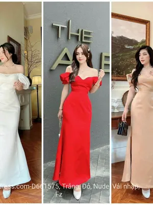 Đầm dạ hội hở vai ngang đuôi cá nhẹ phối lưới