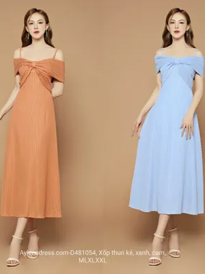Đầm xoè hai dây trễ vai