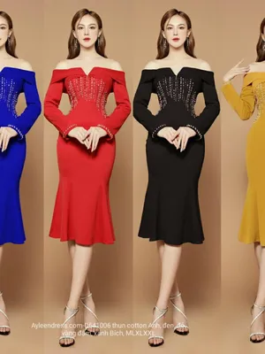 Đầm body rớt vai tay dài