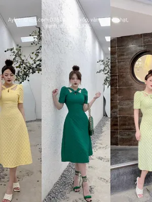 Đầm xoè cổ xoắn V