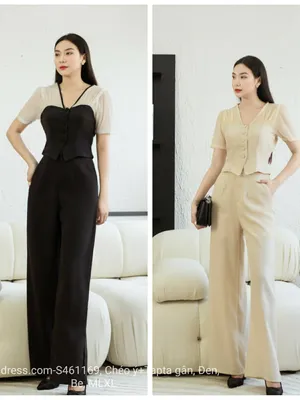 Set bộ áo kiểu cổ điển quần ống rộng