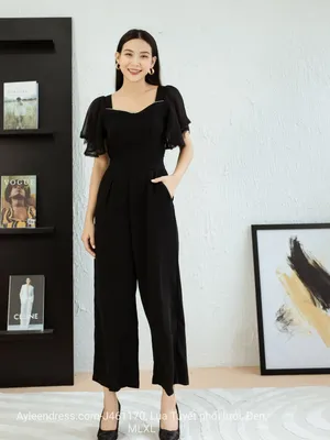 Jumpsuit thiết kế tay cánh tiên phối đá
